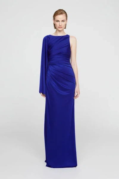 Halston Zellie Crystal Jersey Gown In Blue
