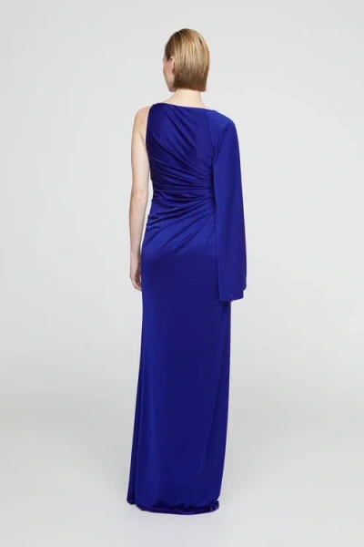 Halston Zellie Crystal Jersey Gown In Blue