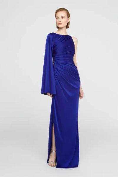 Halston Zellie Crystal Jersey Gown In Blue