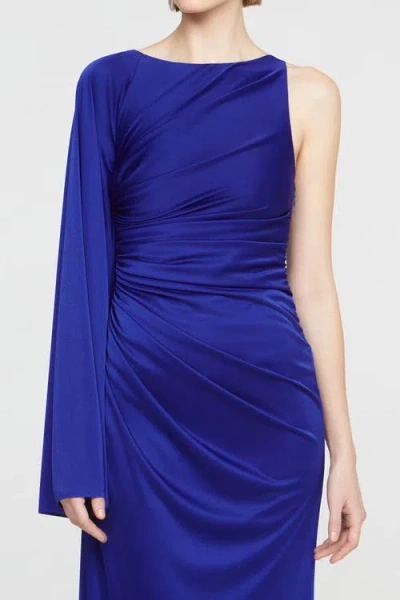 Halston Zellie Crystal Jersey Gown In Blue