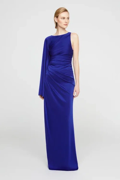 Halston Zellie Crystal Jersey Gown In Blue