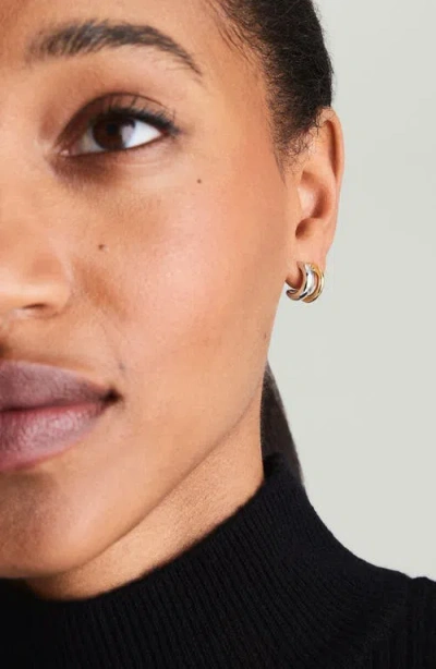 Mejuri Duet Mixed Huggie Hoops In Metallic