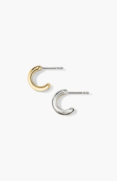 Mejuri Duet Mixed Huggie Hoops In Metallic