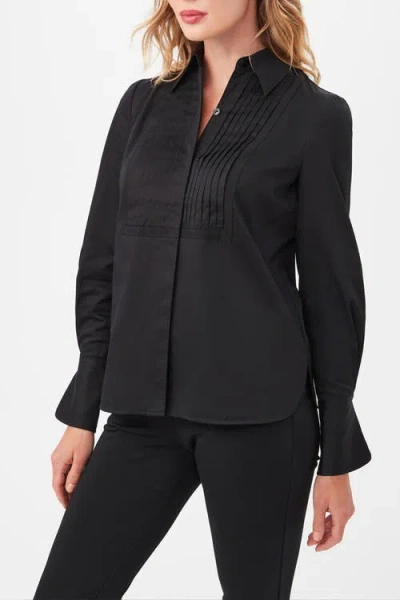 Trina Turk Delancey Tuxedo Button Up Top In Black
