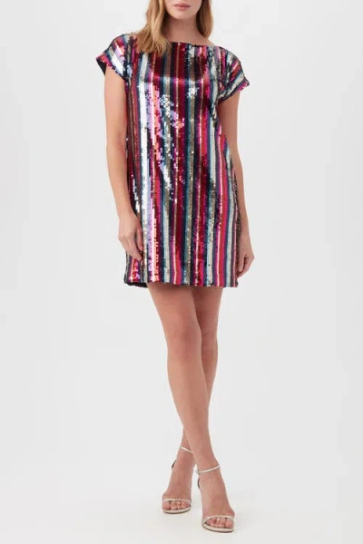 Trina Turk Breene Striped Sequin Dress In Multi
