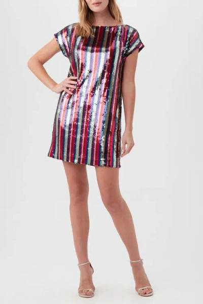 Trina Turk Breene Striped Sequin Dress In Multi