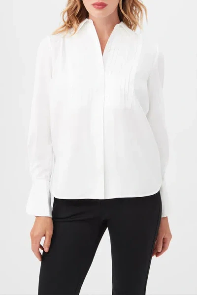Trina Turk Delancey Tuxedo Button Up Top In White