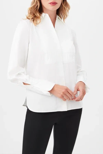 Trina Turk Delancey Tuxedo Button Up Top In White