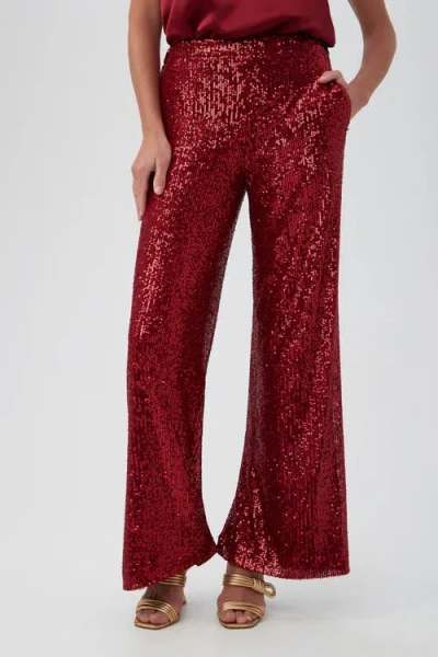 Trina Turk Atarashii Wide Leg Sequin Pant In Red