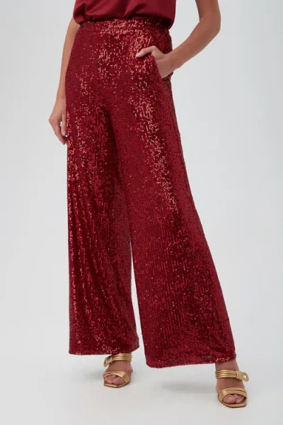 Trina Turk Atarashii Wide Leg Sequin Pant In Red