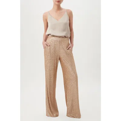 Trina Turk Atarashii Wide Leg Sequin Pant In Gold