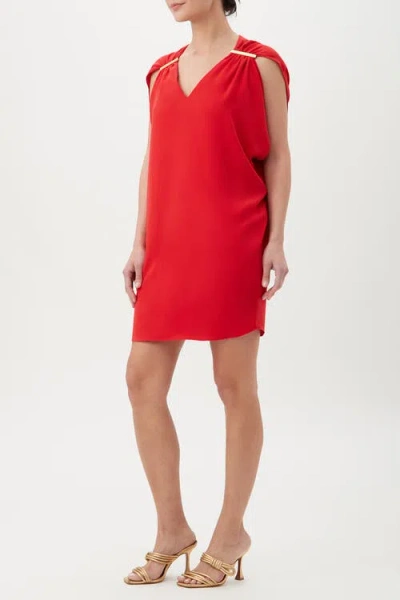 Trina Turk Kanpeki V-neck Shift Dress In Red