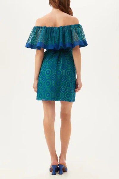 Trina Turk Flowery 2 Off The Shoulder Burnout Dress In Green