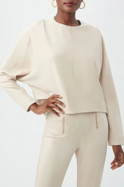Trina Turk Marsa Long Sleeve Ponte Top In White