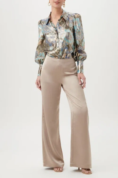 Trina Turk Sagittarius Floral Metallic Top In Black