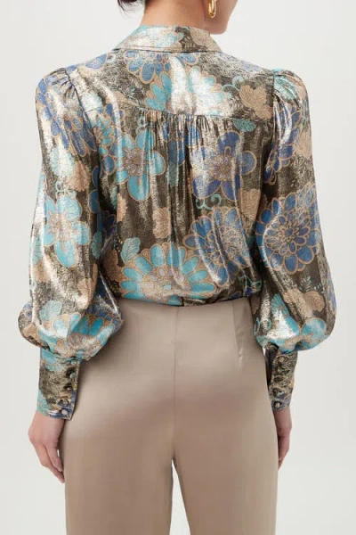 Trina Turk Sagittarius Floral Metallic Top In Black