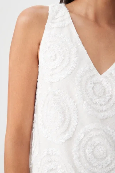Trina Turk Glitterati V-neck Sequin Shift Dress In White