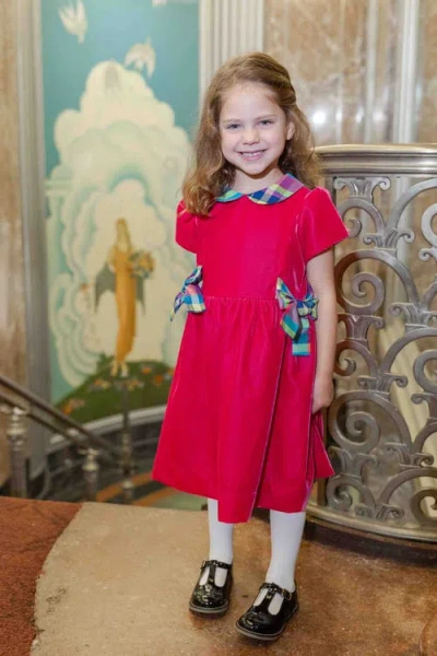 Florence Eiseman Velvet Dress With Side Bows In Pink