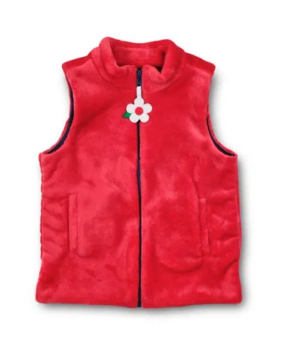 Florence Eiseman Plush Fleece Zip Up Vest In Red