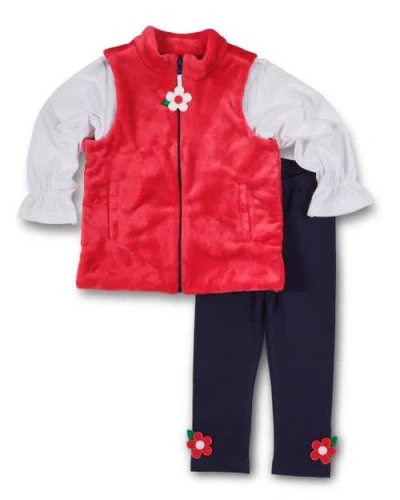 Florence Eiseman Plush Fleece Zip Up Vest In Red