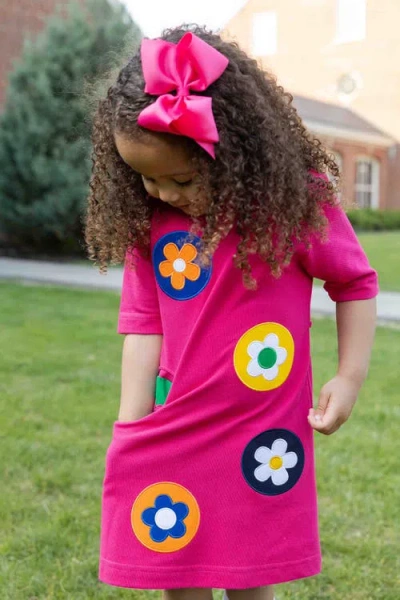 Florence Eiseman Pique Knit Dress With Flower Dots In Pink