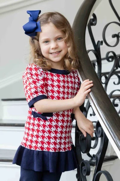 Florence Eiseman Sweater Tunic Set With Bows In Red