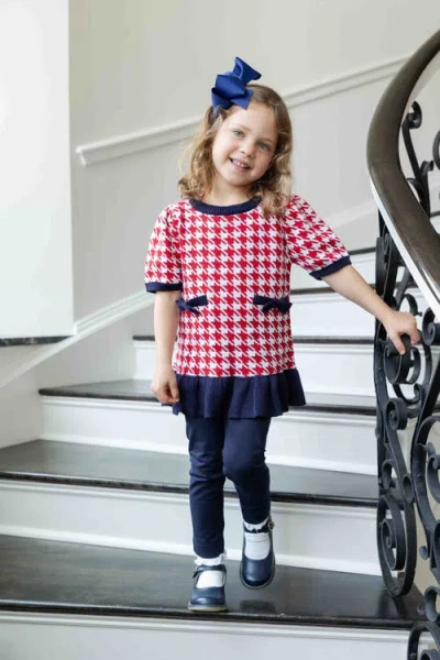 Florence Eiseman Sweater Tunic Set With Bows In Red