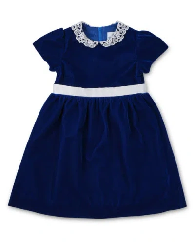 Florence Eiseman Velvet Dress With Lace Collar In Blue