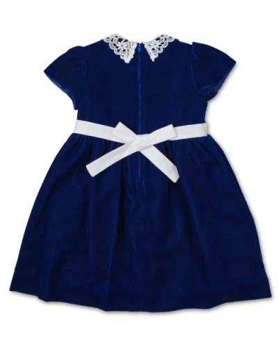 Florence Eiseman Velvet Dress With Lace Collar In Blue