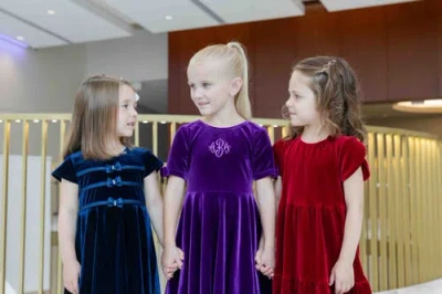 Florence Eiseman Stretch Velvet Dress With Pearls In Blue