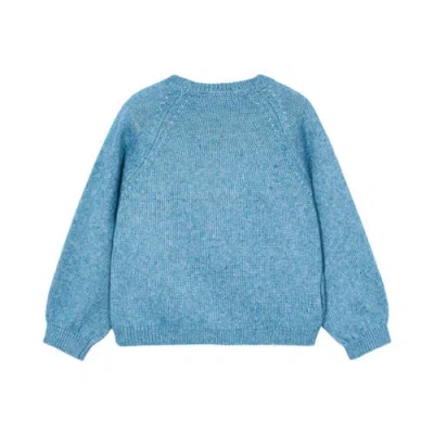 Mayoral Flowers Applique Knit Jumper In Blue