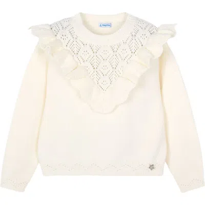 Mayoral Openwork Knit Sweater In White