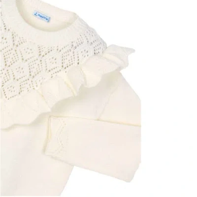 Mayoral Openwork Knit Sweater In White