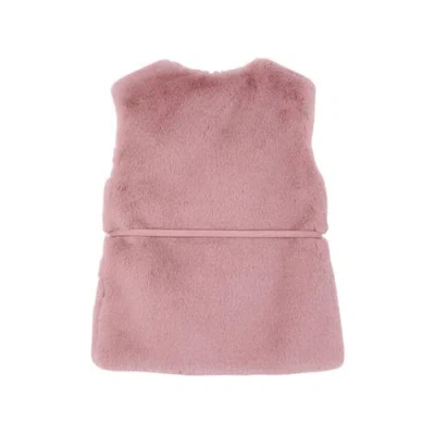 Mayoral Belted Faux Fur Vest In Pink