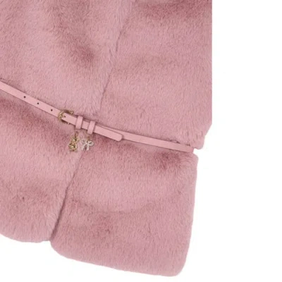Mayoral Belted Faux Fur Vest In Pink
