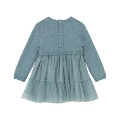 Mayoral Knit And Tulle Dress In Blue