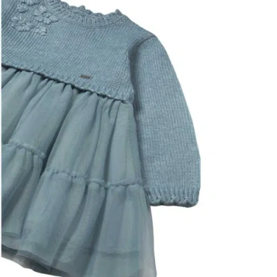 Mayoral Knit And Tulle Dress In Blue