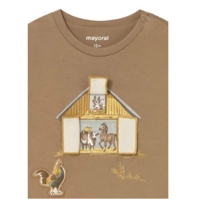 Mayoral Interactive Farm T-shirt In Brown
