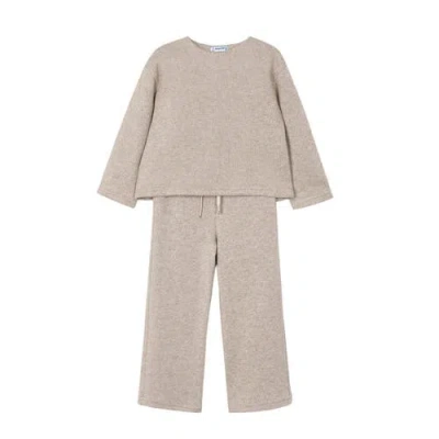 Mayoral Knit Pants And Sweater Set In Neutral