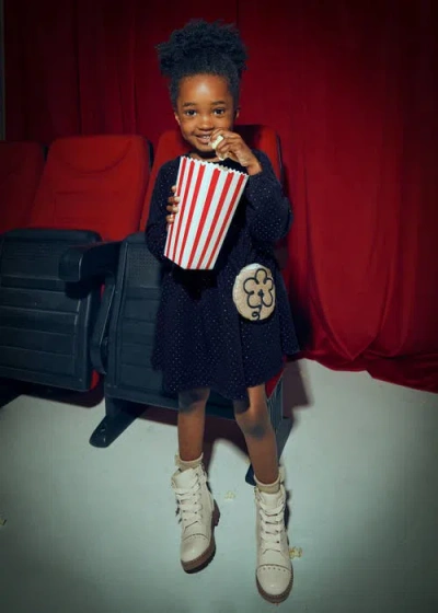 Mayoral Flower-appliqué Fleece Dress In Blue