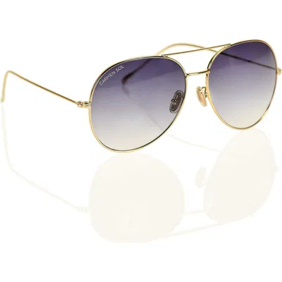 Carmen Sol Gold Aviator Sunglasses In Gradient Navy Blue