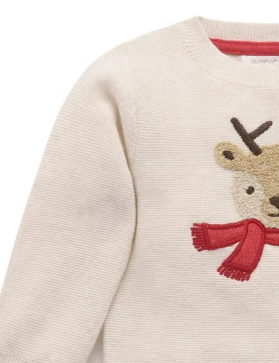 Purebaby Christmas Knit Jumper & Legging Set In Neutral