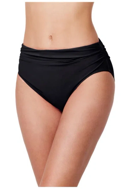 Profile By Gottex Tutti Frutti Shirred Mid Rise Swim Bottom In Black