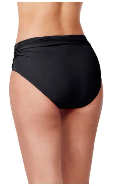 Profile By Gottex Tutti Frutti Shirred Mid Rise Swim Bottom In Black