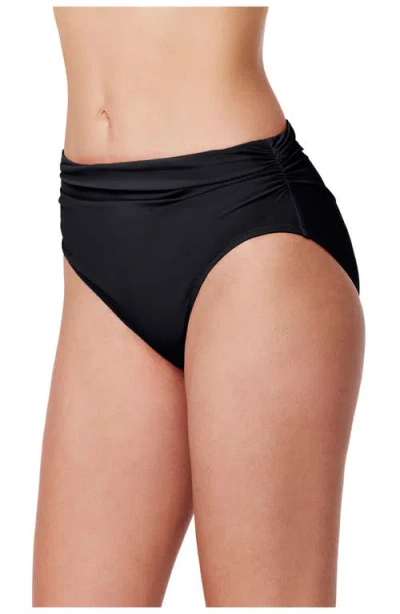 Profile By Gottex Tutti Frutti Shirred Mid Rise Swim Bottom In Black