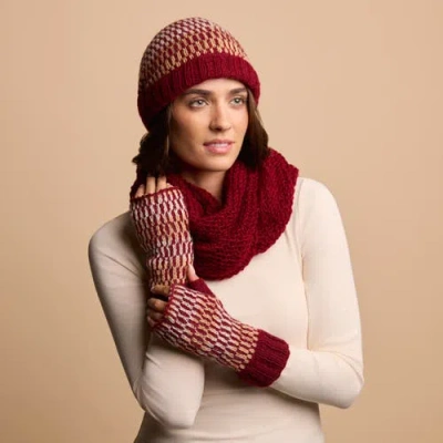 Feelgoodz Artisan Hand-knit Adirondack Winter Wool Half Mitten In Red