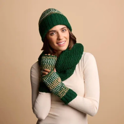 Feelgoodz Artisan Hand-knit Adirondack Winter Wool Half Mitten In Green