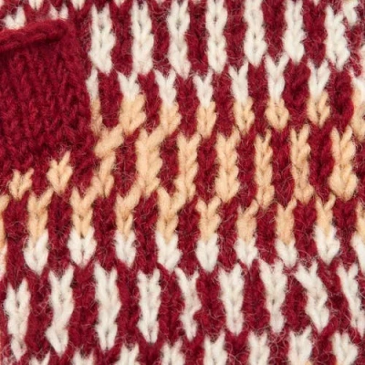 Feelgoodz Artisan Hand-knit Adirondack Winter Wool Half Mitten In Red