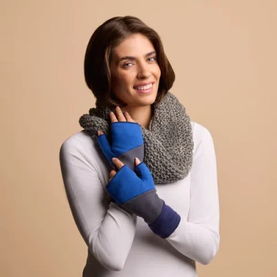 Feelgoodz Artisan Crafted Fleece Lined Color Block Fingerless Gloves In Blue