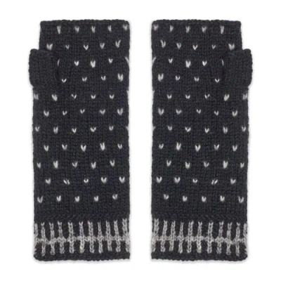 Feelgoodz Artisan Hand-knit Appalachian Winter Wool Half Mitten In Black